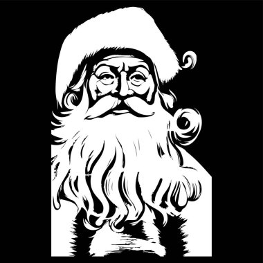 Noel Baba maddesi el çizimi vektörü siyah ve beyaz şarjör ar