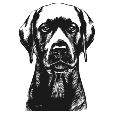 siyah labrador logosu çizilmiş vektör siyah ve whit