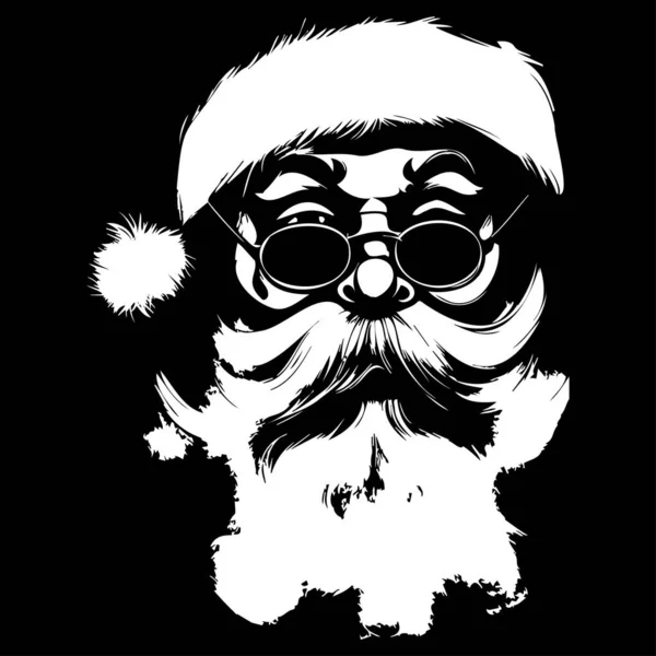 Noel Baba 'nın resmi. El çizimi vektör siyah beyaz şarjör ar.
