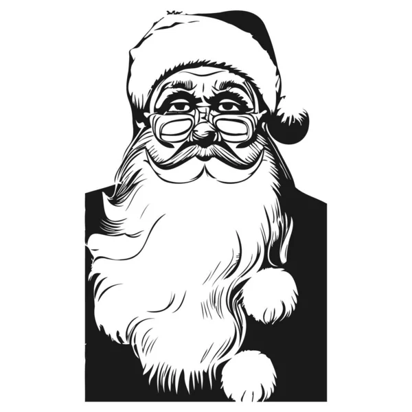 Santa Claus Background Hand Drawn Vector Black White Clip — Stock Vector