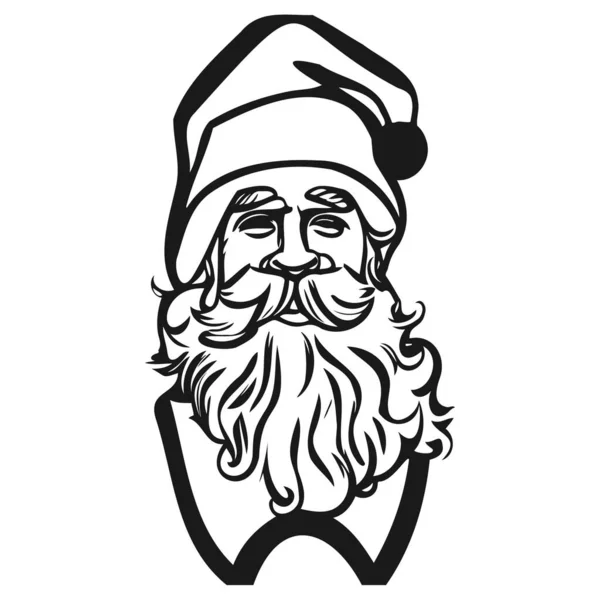 Santa Claus Easy Drawing Hand Drawn Vector Black White Clip — Stock Vector