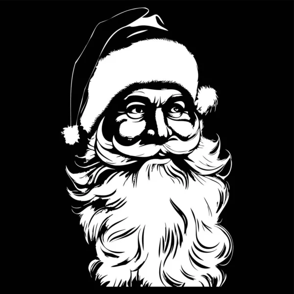 Santa Claus Pictures Hand Drawn Vector Black White Clip — Stock Vector