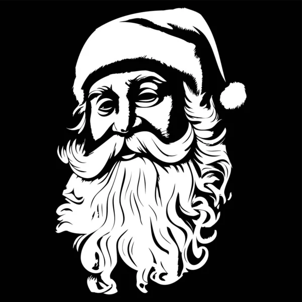 Santa Claus Imagen Dibujado Mano Vector Negro Blanco Clip — Vector de stock