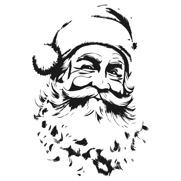 Christmas Santa Claus Hand Drawn Vector Black White Clip — Stock Vector