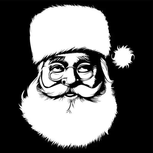 Santa Clause Cartoon Hand Drawn Vector Black White Clip — Stock Vector