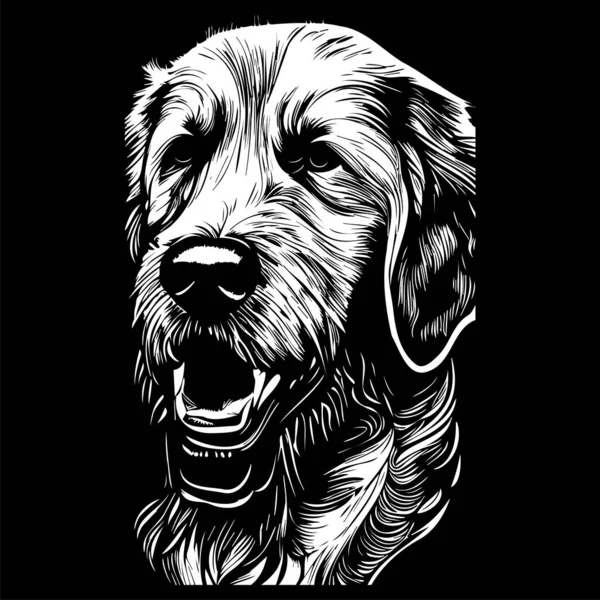 Logo Labrador Retriever Hand Getrokken Vector Zwart Wit — Stockvector