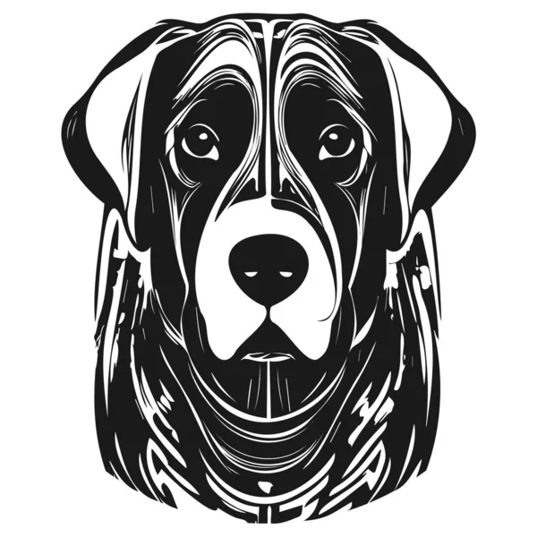 Labrador Perro Imagen Dibujado Mano Vector Negro Blanco — Vector de stock