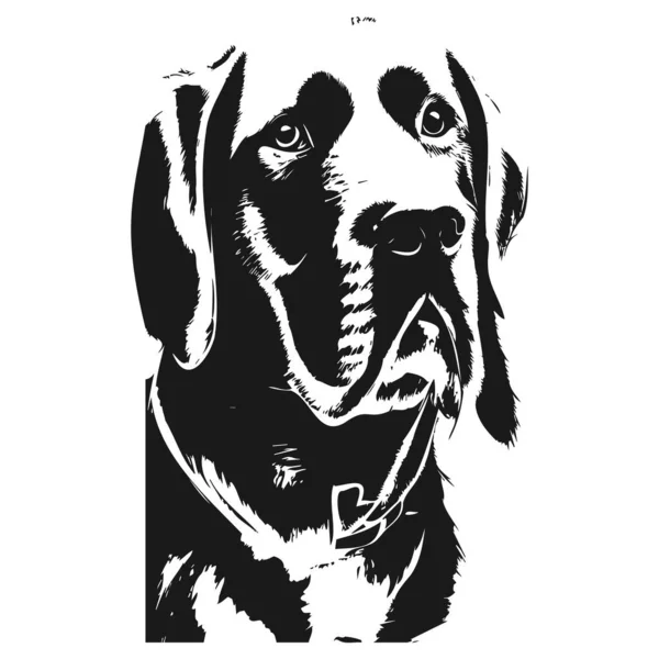 Labrador Clip Art Vettoriale Disegnato Mano Nero Con — Vettoriale Stock