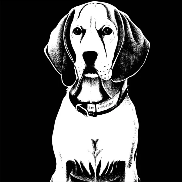 Beagle Disegno Disegnato Mano Disegno Bianco Nero Fare — Vettoriale Stock