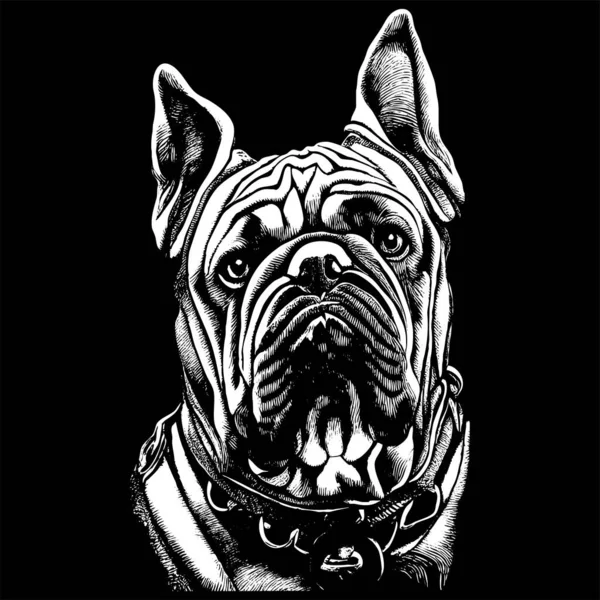 Bulldog Clip Arte Vector Dibujado Mano Dibujo Blanco Negro — Archivo Imágenes Vectoriales