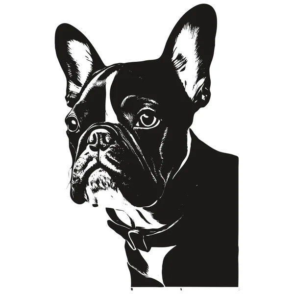 Línea Bulldog Francés Dibujo Vector Dibujo Blanco Negro — Vector de stock