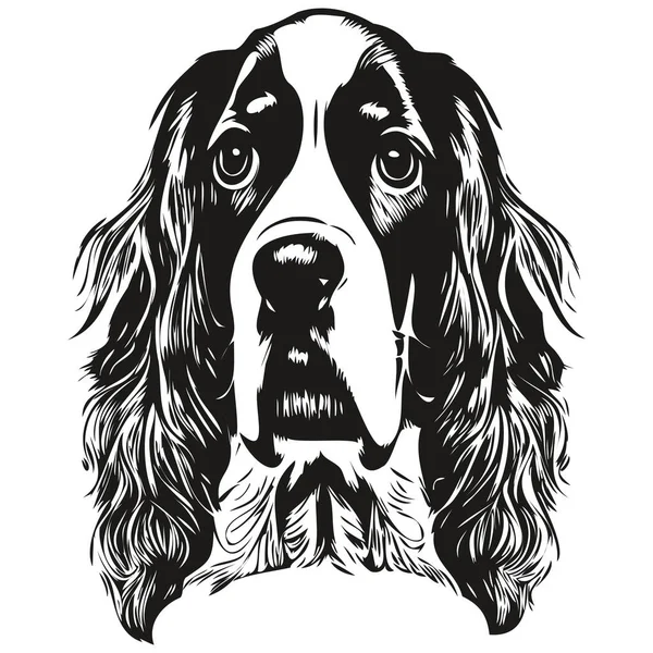 Spaniel English Springer Hond Logo Met Hand Getrokken Lijn Kunst — Stockvector
