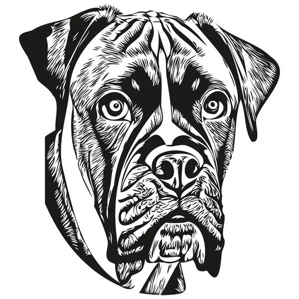 Боксерська Собака Лінія Мистецтва Рука Малюнок Векторний Логотип Чорно Білих — стоковий вектор