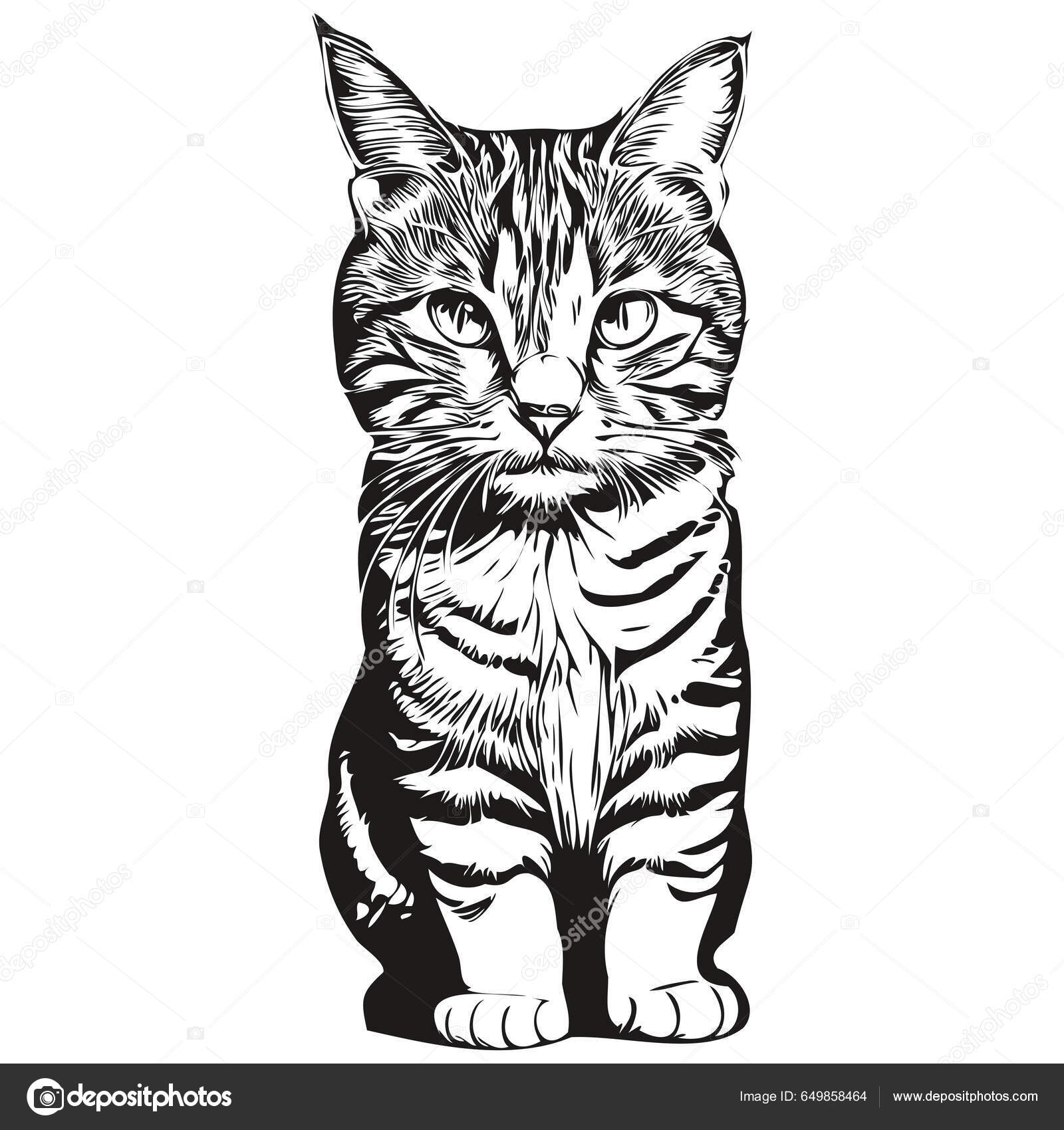 uma Preto e branco desenhando do uma gato com uma arco gravata. 24257221  Vetor no Vecteezy