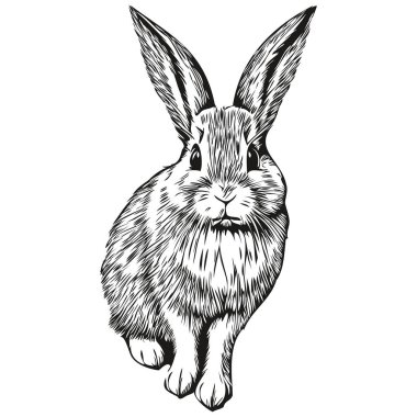 Tavşan resimlerini klasik el çizim tarzıyla çiz har