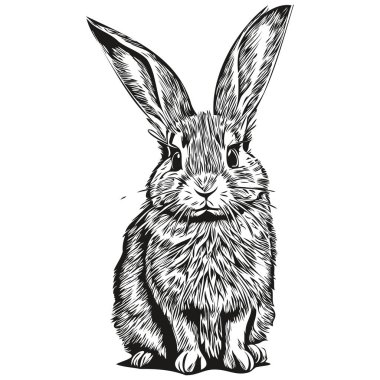 Beyaz arka planda sevimli bir tavşanın portresi.