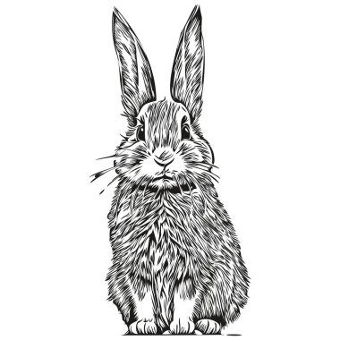 Tavşan vintage illüstrasyon, siyah beyaz vektör sanat har