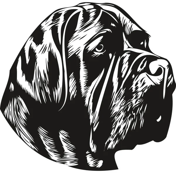 Cane Corso Hond Zwart Wit Vector Logo Lijn Kunst Hand — Stockvector
