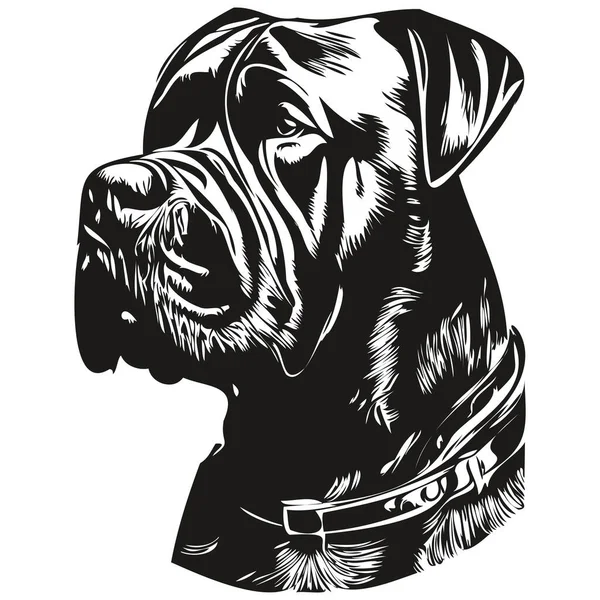 Тростина Корсо Собака Чорно Білий Векторний Логотип Лінія Мистецтва Рука — стоковий вектор