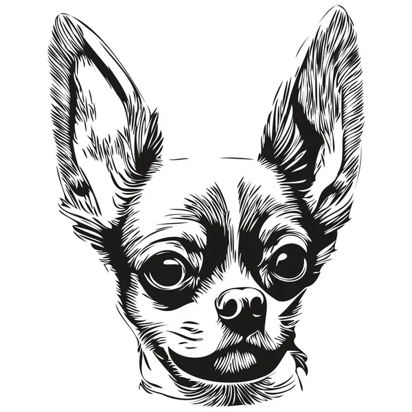 Chihuahua Perro Negro Blanco Vector Logo Línea Arte Dibujado Mano — Vector de stock