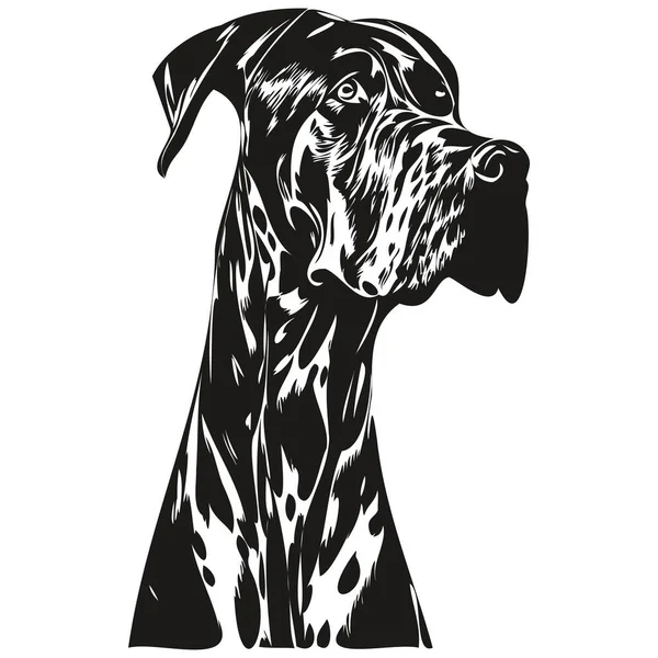 Grande Dinamarquês Cão Linha Arte Mão Desenho Vetor Logotipo Preto — Vetor de Stock