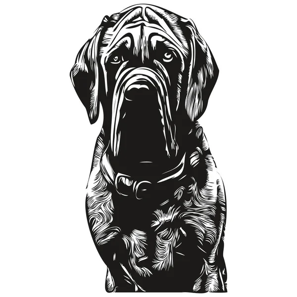 Мастиф Собака Нарисовал Линию Вектор Рисования Черно Белый Логотип Домашних — стоковый вектор