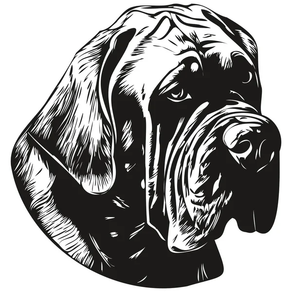 Mastiff Perro Línea Arte Mano Dibujo Vector Logo Blanco Negro — Archivo Imágenes Vectoriales