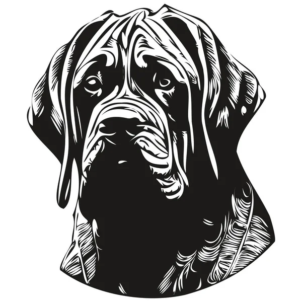 Mastiff Dog Line Art Hand Drawing Vector Logo Black White — Stock Vector