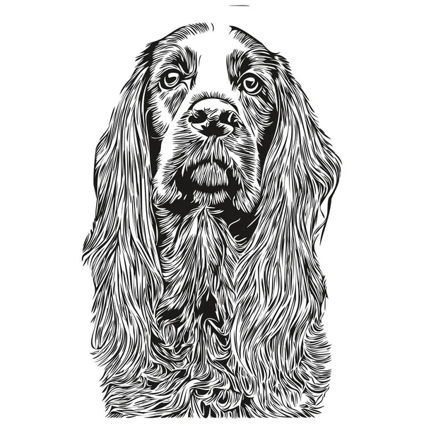 Иллюстрация Собаки Кличке Кокер Нарисованная Вручную Линия Логотип Черно Белый — стоковый вектор