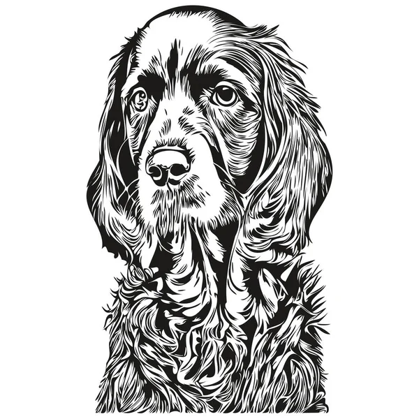 Иллюстрация Собаки Кличке Кокер Нарисованная Вручную Линия Логотип Черно Белый — стоковый вектор