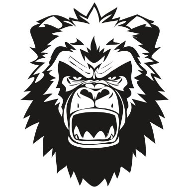 İthalat ve spor takımı için goril maskotu logosu, siyah ve beyaz şablon rozetleri.