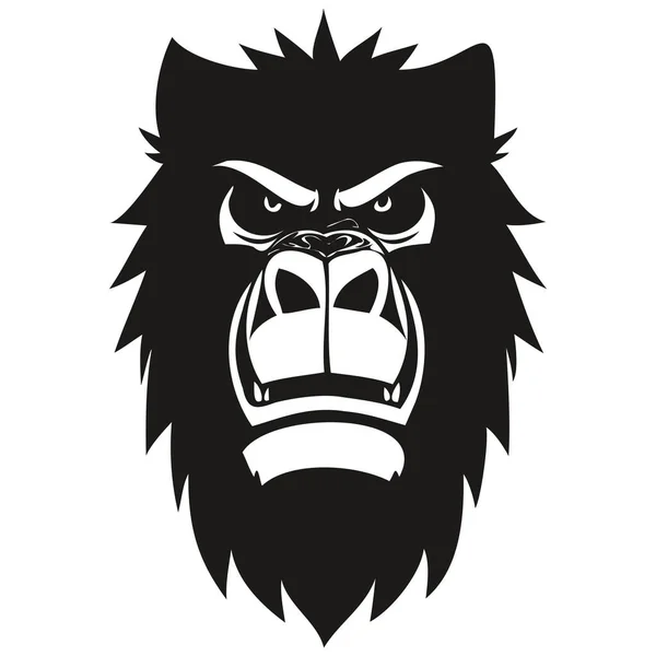 스포츠 Vector Mascot Logotype Gorilla Head Black White Illustration Template — 스톡 벡터