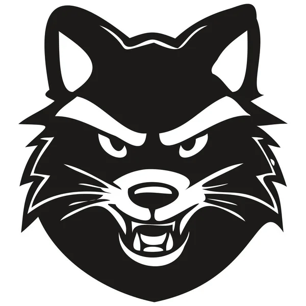 矢量浣熊头像吉祥物的标志 体育团体 黑色和白色的插图 — 图库矢量图片
