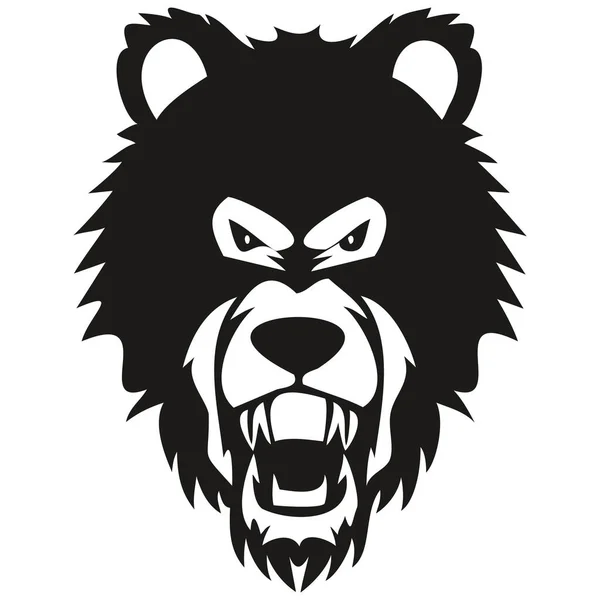 Логотип Медвежьей Головы Талисмана Команды Эскорту Спорту Знак Черно Белого — стоковый вектор