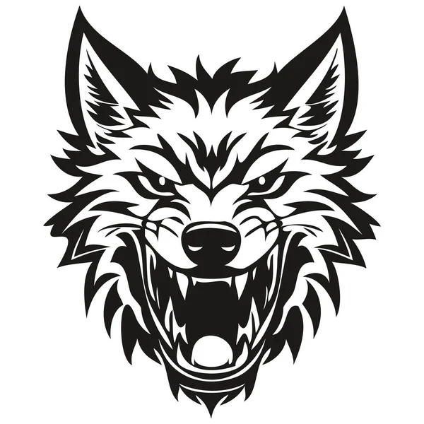 Ferocious Wolf Head Mascot Logo Esport Sport Team Black White — Stock Vector