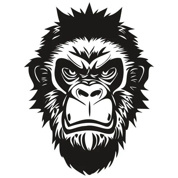运动队的大猩猩头像标志 黑白动物吉祥物标志 — 图库矢量图片