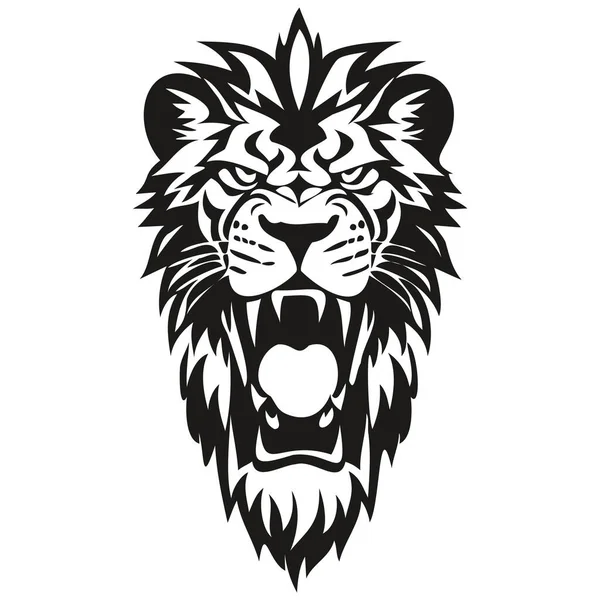 Logo Maskotki Głowy Lwa Dla Drużyny Sportowej Sportowej Czarno Biały — Wektor stockowy