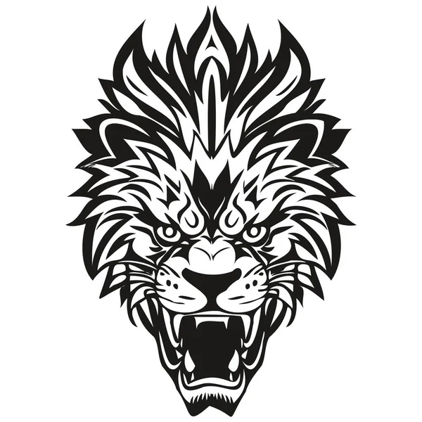 Logo Maskotki Głowy Lwa Dla Drużyny Sportowej Sportowej Czarno Biały — Wektor stockowy