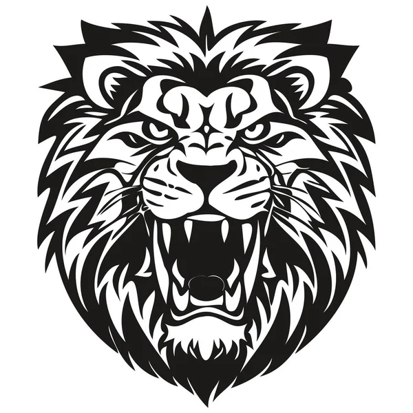 Eskrim ve spor takımı için aslan maskotu logosu, siyah beyaz şablon rozetleri.