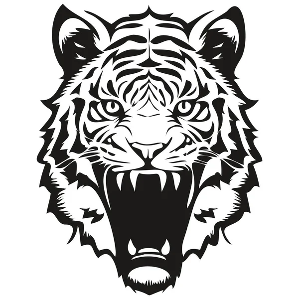 Esnaf ve spor takımı için kaplan maskotu logosu, siyah ve beyaz şablon rozetleri.