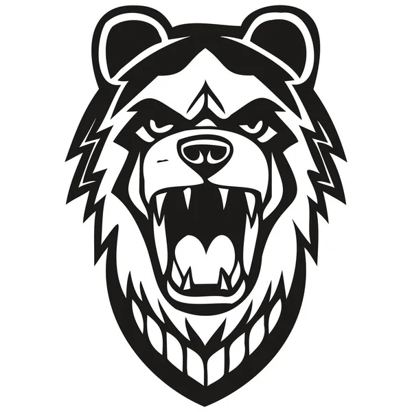 Vector Mascot Logotype Sport Team Bear Head Black White Illustration — Stock Vector