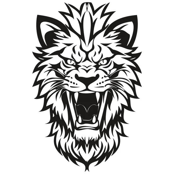 Vector Löwenkopf Maskottchen Logo Für Esport Und Sportteam Schwarz Weiß — Stockvektor
