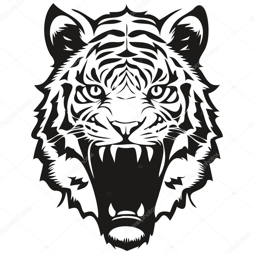 Tiger mascot logo for esport and sport team, black and white template badges emble