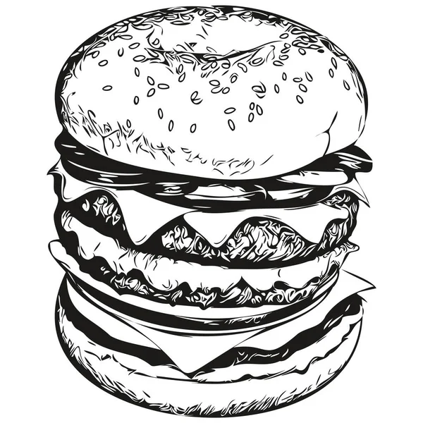 Realistyczny Wektor Hamburgera Ręcznie Rysowane Zwierzę Ilustracja Hamburge — Wektor stockowy