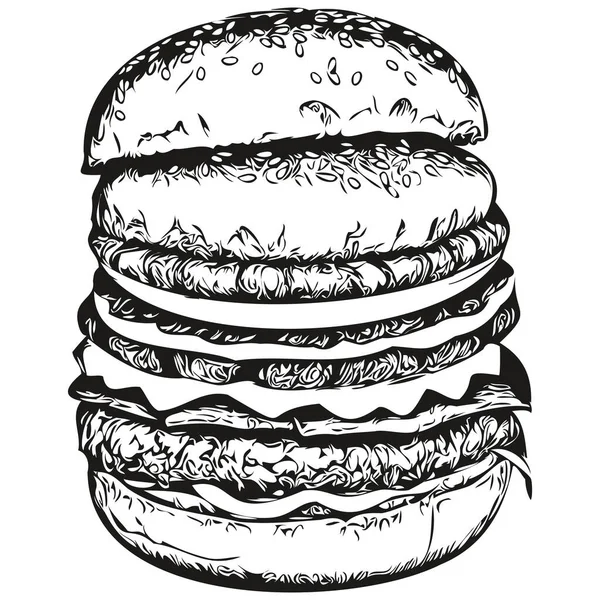 Vecteur Hamburger Réaliste Dessin Main Animal Illustration Hamburge — Image vectorielle