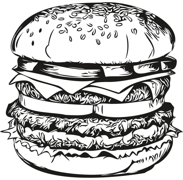Ρεαλιστικό Διάνυσμα Burger Ζωγραφισμένα Στο Χέρι Ζώων Εικονογράφηση Hamburge — Διανυσματικό Αρχείο