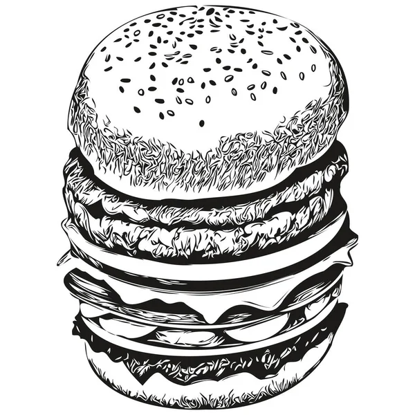 Διανυσματική Εικόνα Της Σιλουέτας Ενός Burger Λευκό Φόντο Hamburge — Διανυσματικό Αρχείο