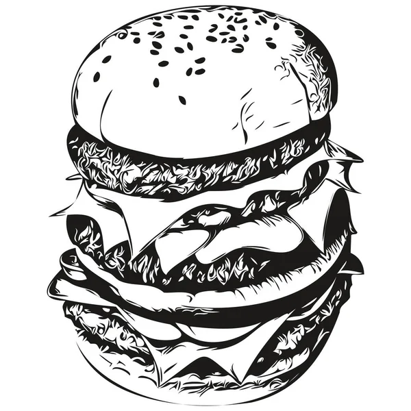 Vektorkép Sziluett Egy Burger Fehér Alapon Hamburger — Stock Vector