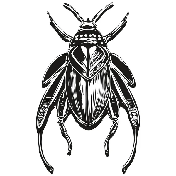 Vintage Engrave Isolated Beetle Illustration Cut Ink Sketch Beetle — Stock Vector