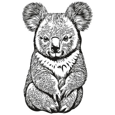 Koala logosu, siyah beyaz çizim el koala bea